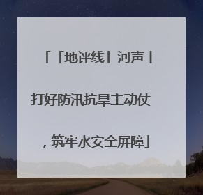 「地评线」河声丨打好防汛抗旱主动仗，筑牢水安全屏障