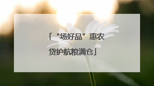 “场好品”惠农贷护航粮满仓
