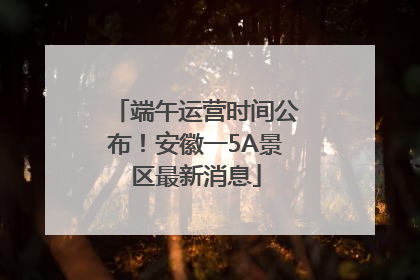 端午运营时间公布！安徽一5A景区最新消息