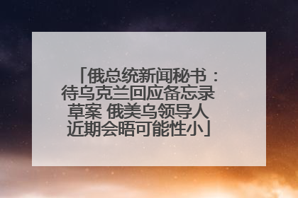 俄总统新闻秘书：待乌克兰回应备忘录草案 俄美乌领导人近期会晤可能性小