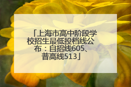 上海市高中阶段学校招生最低投档线公布：自招线605、普高线513