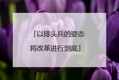 以排头兵的姿态将改革进行到底