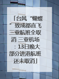 台风“蝴蝶”致成都直飞三亚航班全取消 三亚机场：13日晚大部分进港航班还未取消