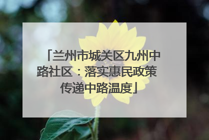 兰州市城关区九州中路社区：落实惠民政策 传递中路温度