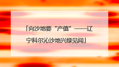 向沙地要“产值”——辽宁科尔沁沙地兴绿见闻