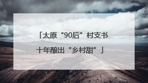 太原“90后”村支书十年酿出“乡村甜”