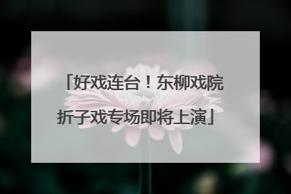 好戏连台！东柳戏院折子戏专场即将上演