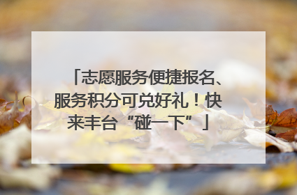 志愿服务便捷报名、服务积分可兑好礼！快来丰台“碰一下”