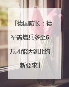德国防长：德军需增兵多至6万才能达到北约新要求