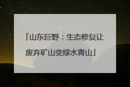 山东巨野：生态修复让废弃矿山变绿水青山