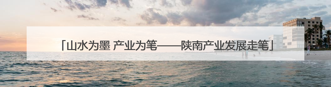 山水为墨 产业为笔——陕南产业发展走笔