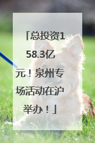 总投资158.3亿元！泉州专场活动在沪举办！