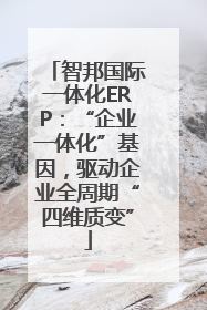 智邦国际一体化ERP：“企业一体化”基因，驱动企业全周期“四维质变”