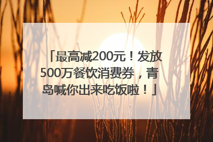 最高减200元！发放500万餐饮消费券，青岛喊你出来吃饭啦！