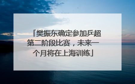 樊振东确定参加乒超第二阶段比赛，未来一个月将在上海训练
