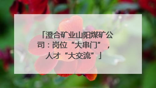 澄合矿业山阳煤矿公司：岗位“大串门”，人才“大交流”