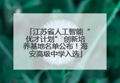 江苏省人工智能“优才计划” 创新培养基地名单公布！海安高级中学入选