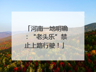 河南一地明确：“老头乐”禁止上路行驶！