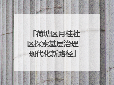 荷塘区月桂社区探索基层治理现代化新路径