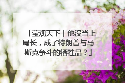 莹观天下｜他没当上局长，成了特朗普与马斯克争斗的牺牲品？