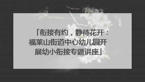 衔接有约，静待花开：福莱山街道中心幼儿园开展幼小衔接专题讲座