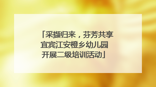 采撷归来，芬芳共享 宜宾江安橙乡幼儿园开展二级培训活动