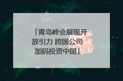 青岛峰会展现开放引力 跨国公司加码投资中国