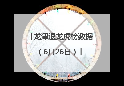 龙津退龙虎榜数据（6月26日）