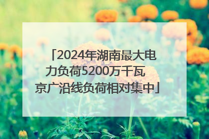 2024年湖南最大电力负荷5200万千瓦 京广沿线负荷相对集中