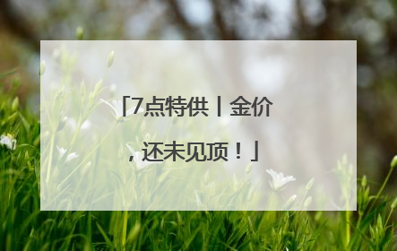 7点特供丨金价，还未见顶！